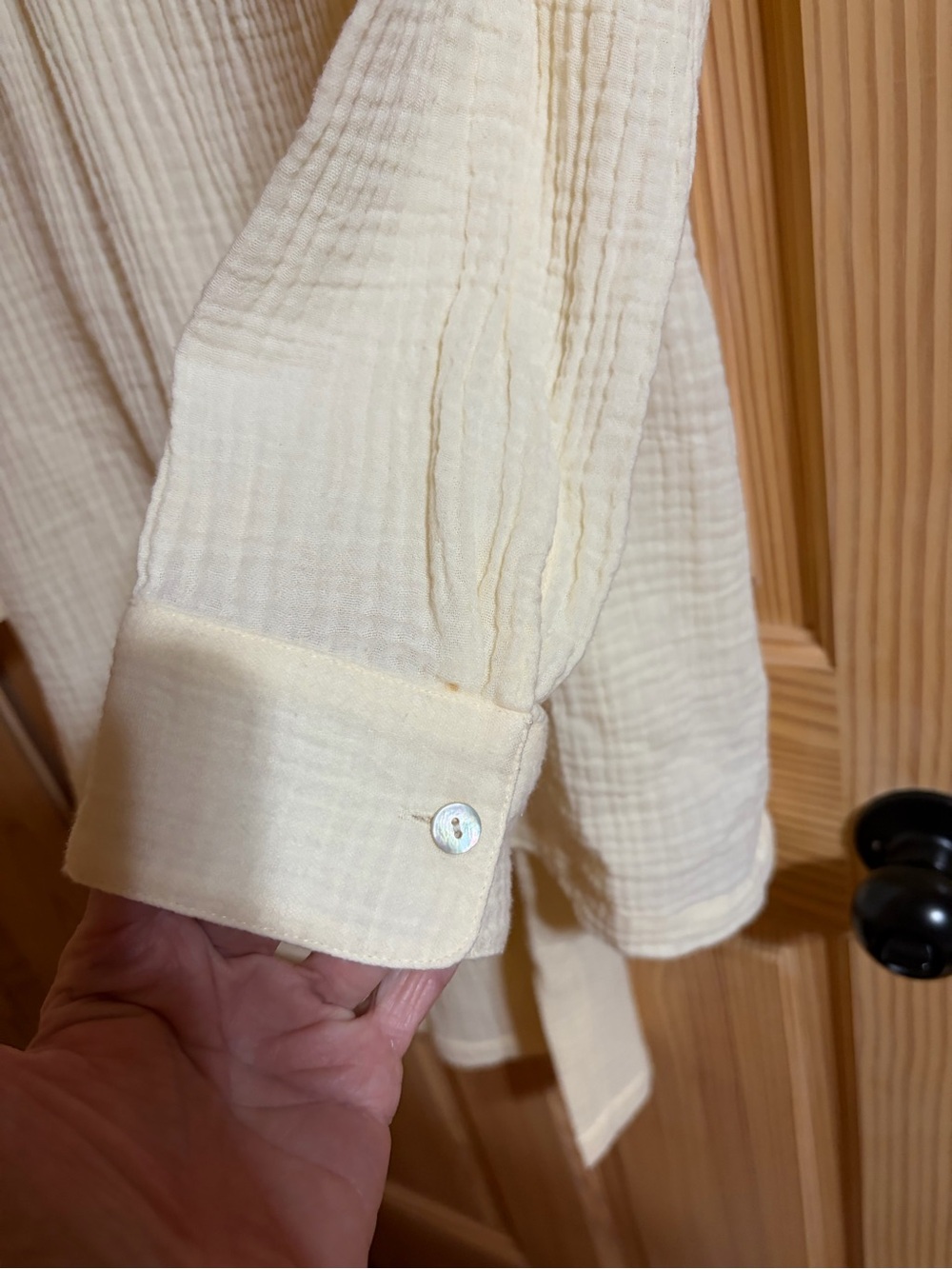 Soft Surroundings Creamy Yellow Cotton Gauze Two-Piece Sleep Set Size L (14-16) - Picture 9 of 15